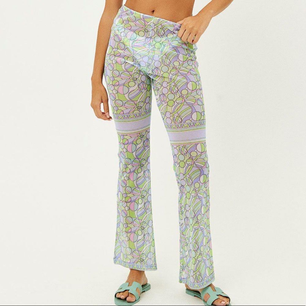 Frankies Bikinis Joey Low Rise Mesh Pants - Vortex Large sheer Coverup